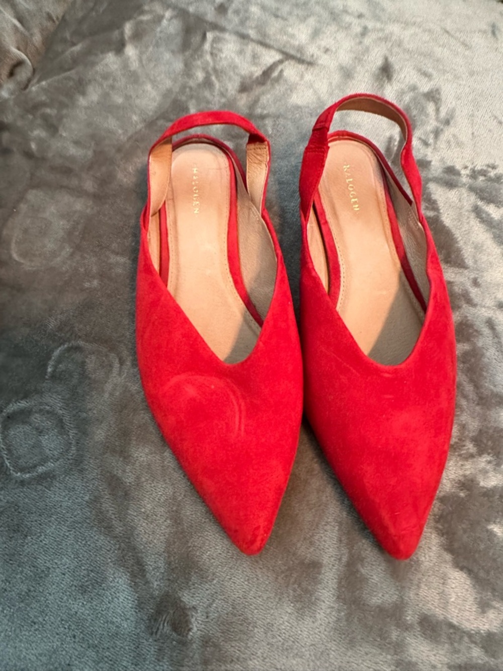 Caslon Red Pointed Suede Slingback Flats